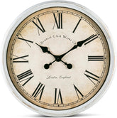 Time Whisperer: Large Decorative Wall Clock 20 Inch Silent Non Ticking Battery Operated Quartz Vintage Stylish with Rustic Dark Brown Rim for Home Living/Dining Room Kitchen & Over Fireplace