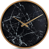 Time Whisperer: Modern Wall Clock 13 Inch Noiseless Silent Non Ticking Decorative Stylish Black Marble Look and Metal Rose Gold Frame for Home Kitchen Office Living Room Bedroom