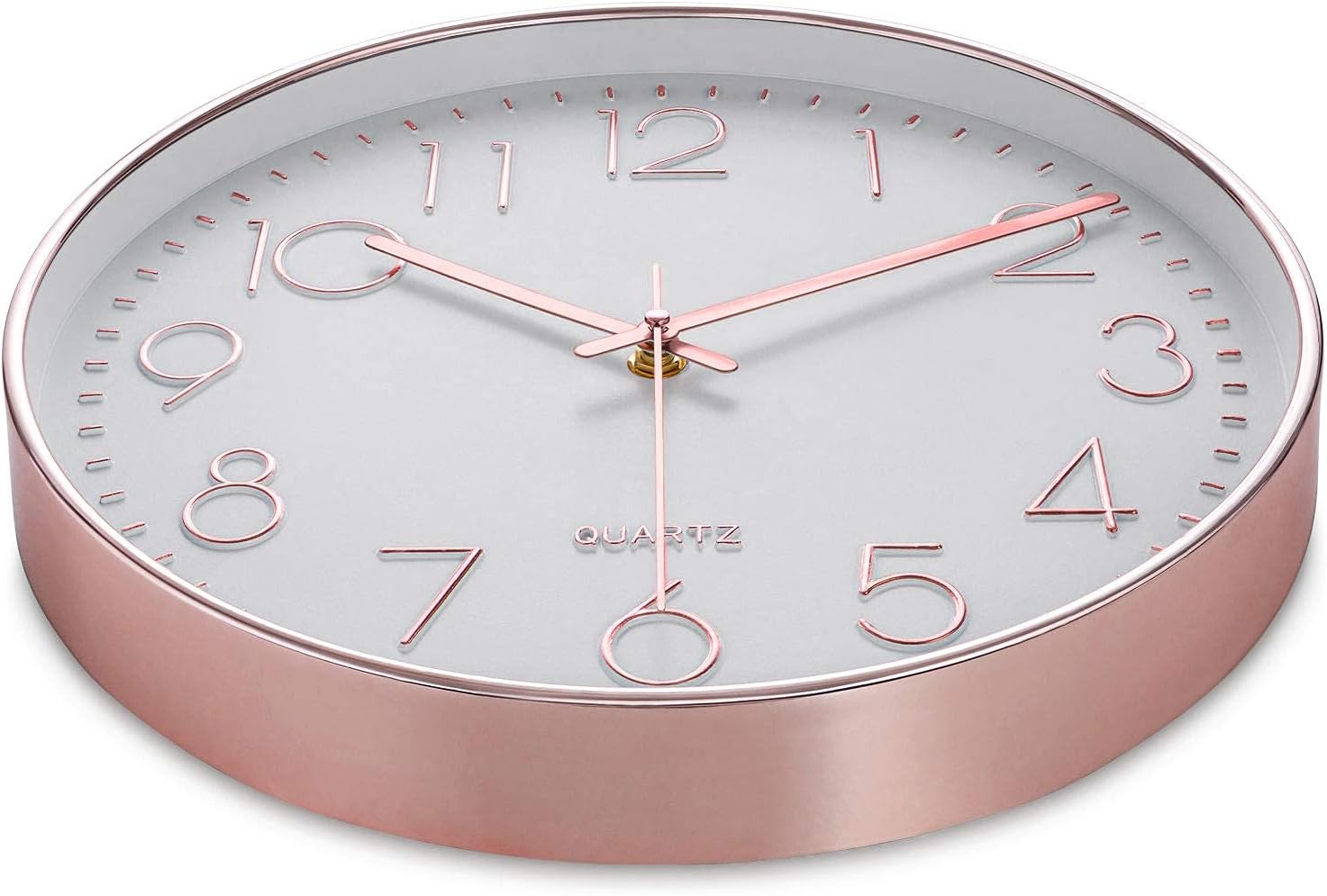 Time Whisperer:  Black Wall Clock - 12 Inch Rose Gold Silent Non Ticking Quality Quartz Battery Operated Easy to Read Decorative Modern Design for Home/Office/Kitchen/Bedroom/Living Room
