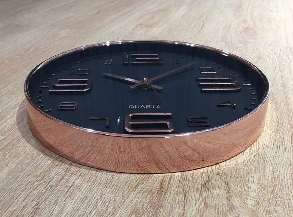 Time Whisperer:  Black Wall Clock - 12 Inch Rose Gold Silent Non Ticking Quality Quartz Battery Operated Easy to Read Decorative Modern Design for Home/Office/Kitchen/Bedroom/Living Room