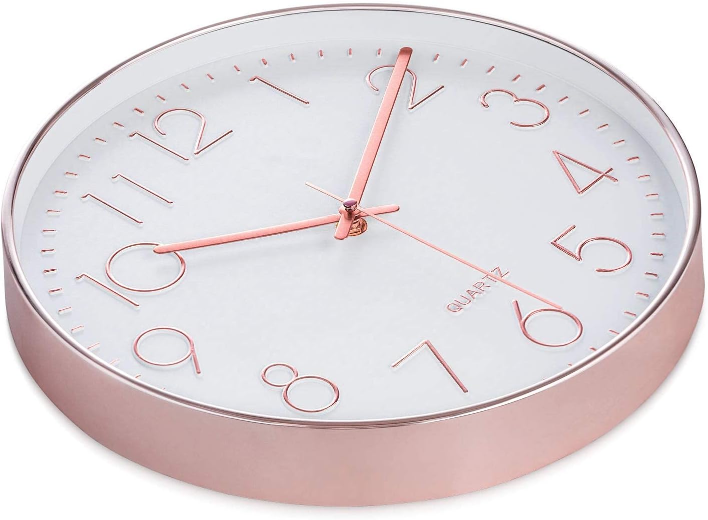 Time Whisperer:  Black Wall Clock - 12 Inch Rose Gold Silent Non Ticking Quality Quartz Battery Operated Easy to Read Decorative Modern Design for Home/Office/Kitchen/Bedroom/Living Room