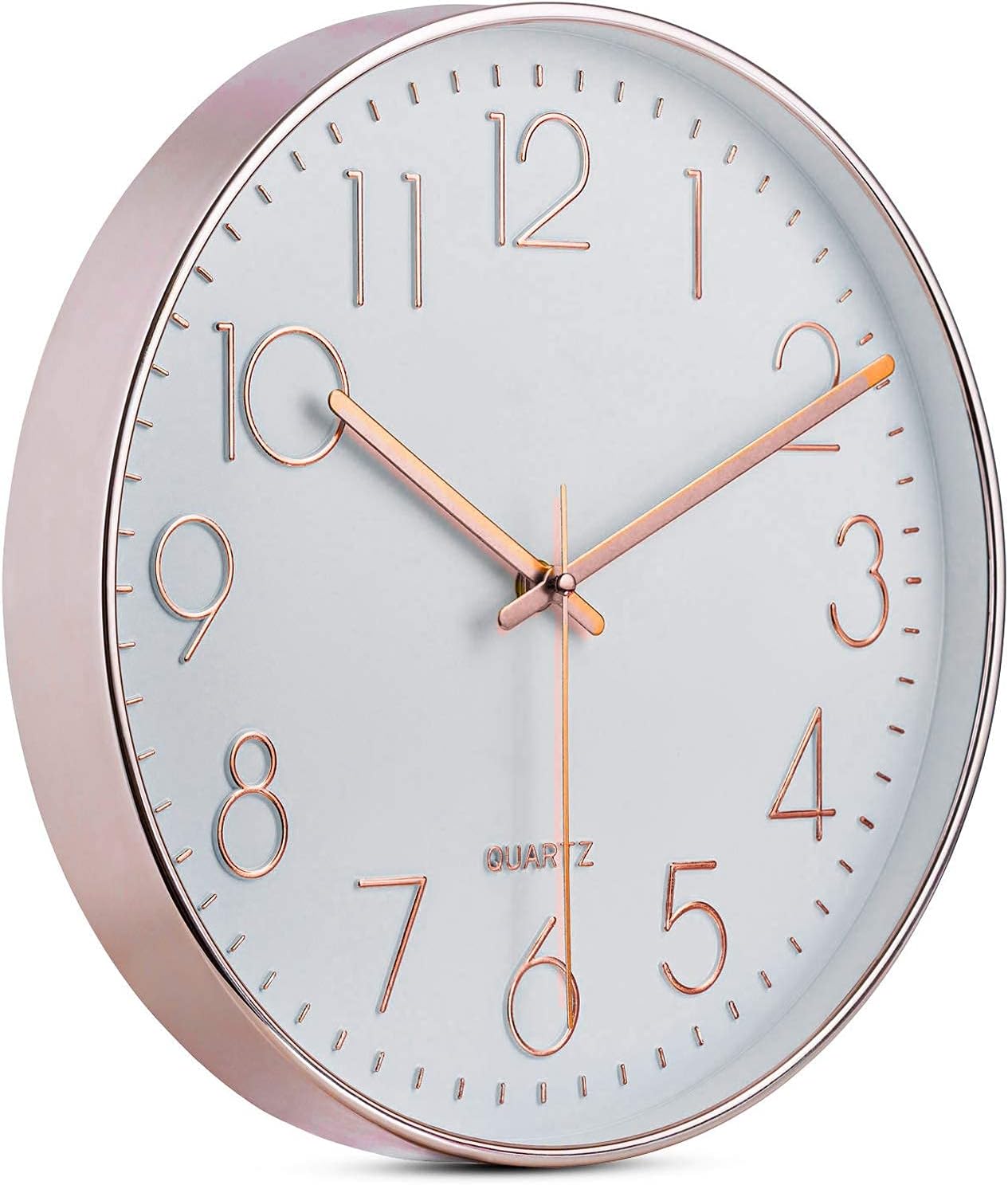 Time Whisperer:  Black Wall Clock - 12 Inch Rose Gold Silent Non Ticking Quality Quartz Battery Operated Easy to Read Decorative Modern Design for Home/Office/Kitchen/Bedroom/Living Room