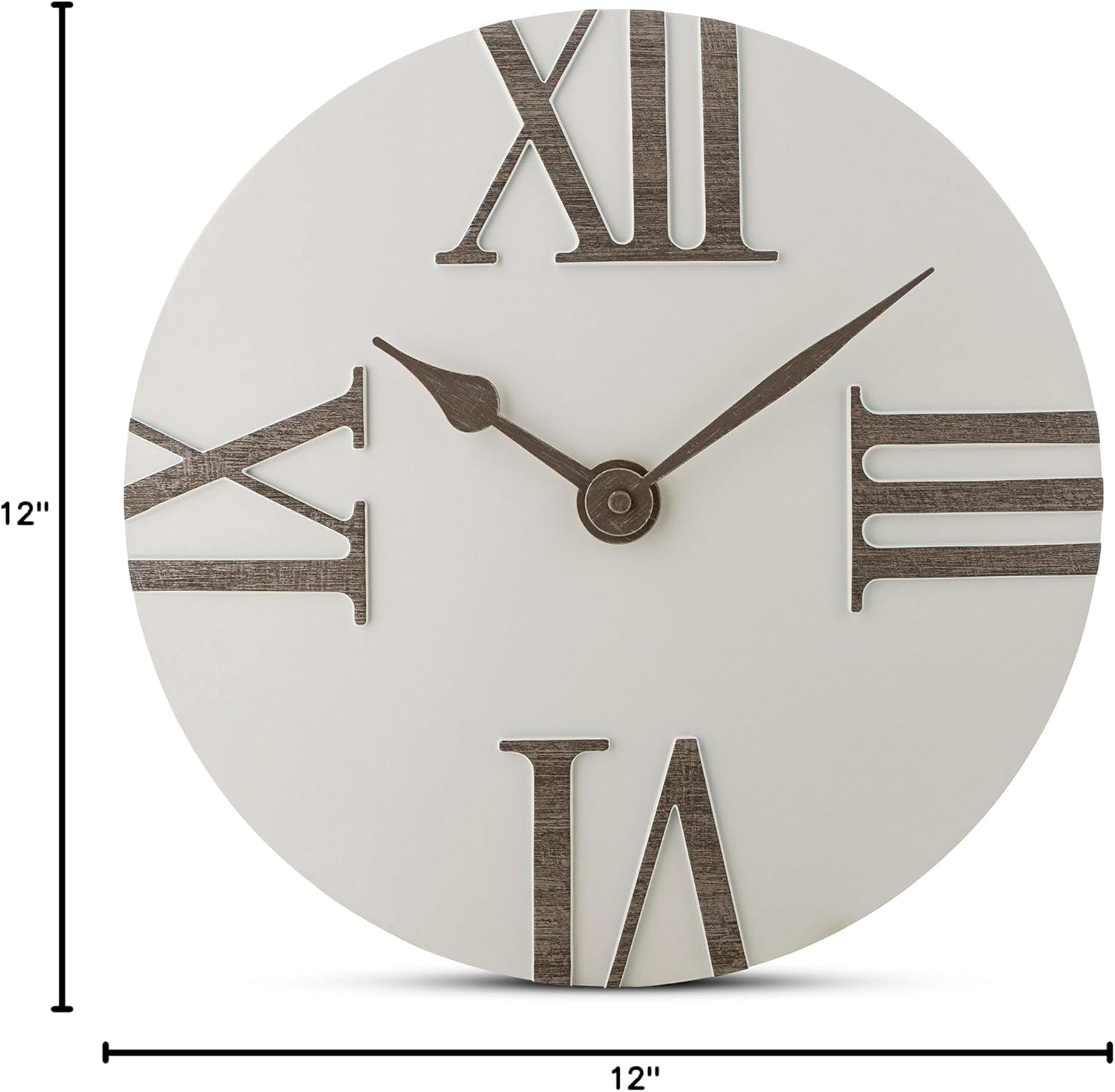 Time Whisperer:  Wall Clock Silent Non-Ticking 12 Inch Modern White and Grey Unique Convex, Quality Quartz Battery Operated Roman Numeral for Home Living/Dining Room, Office Kitchen Bedroom Clocks