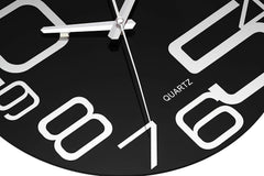 Time Whisperer:  Large Decorative Black Glass Wall Clock 12 Inch Silent Non Ticking Quality Quartz Battery Operated Round Unique Modern Design for Home/Kitchen/Living Room/Bedroom/Office (Jet Black)