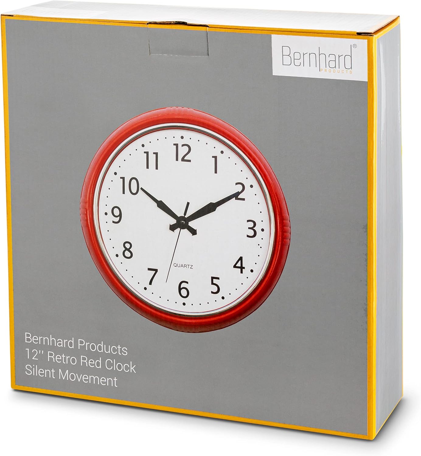 Time Whisperer:  Retro Wall Clock 12 Inch Red Kitchen 50's Vintage Design Round Silent Non Ticking Battery Operated Quality Quartz Clock for Home Office School or Classroom