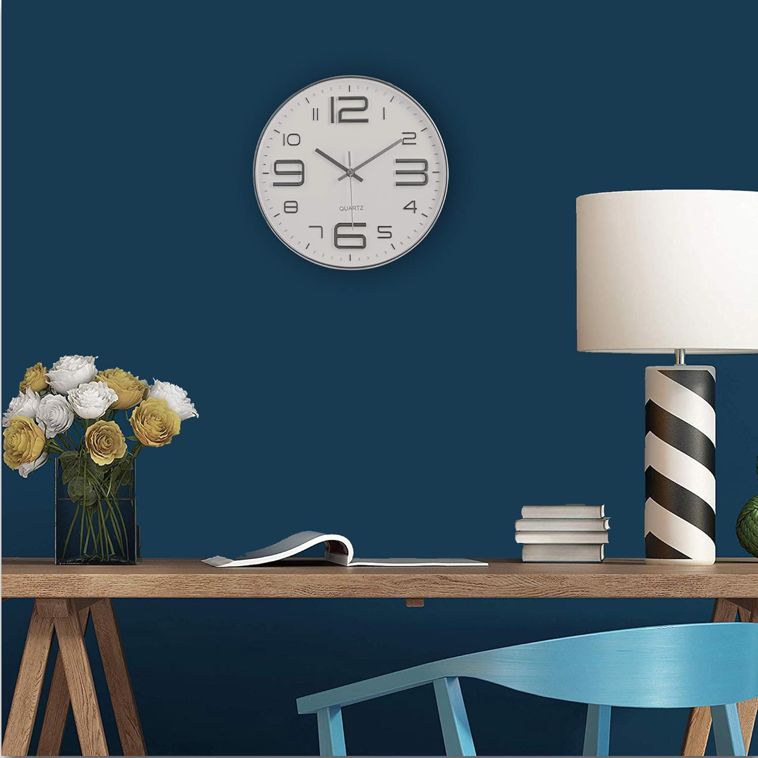 Time Whisperer:  Black Wall Clock - 12 Inch Rose Gold Silent Non Ticking Quality Quartz Battery Operated Easy to Read Decorative Modern Design for Home/Office/Kitchen/Bedroom/Living Room