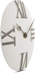 Time Whisperer:  Wall Clock Silent Non-Ticking 12 Inch Modern White and Grey Unique Convex, Quality Quartz Battery Operated Roman Numeral for Home Living/Dining Room, Office Kitchen Bedroom Clocks