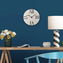 Time Whisperer:  Wall Clock Silent Non-Ticking 12 Inch Modern White and Grey Unique Convex, Quality Quartz Battery Operated Roman Numeral for Home Living/Dining Room, Office Kitchen Bedroom Clocks