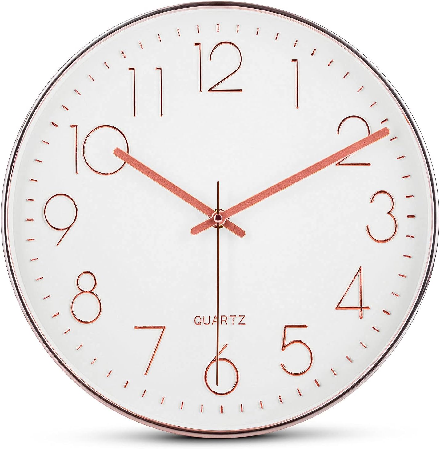 Time Whisperer:  Black Wall Clock - 12 Inch Rose Gold Silent Non Ticking Quality Quartz Battery Operated Easy to Read Decorative Modern Design for Home/Office/Kitchen/Bedroom/Living Room