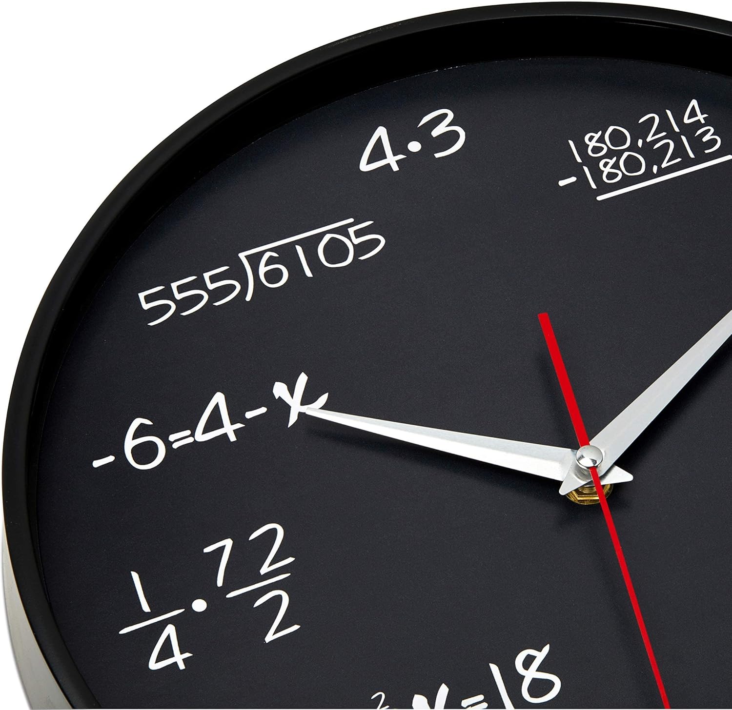 Time Whisperer:  Math Wall Clock Black 12 Inch Silent Non-Ticking Unique Gift for Teacher/Student/Engineer Graduate Quartz Round Battery Operated, Home Office School Classroom, Mathematical Equations