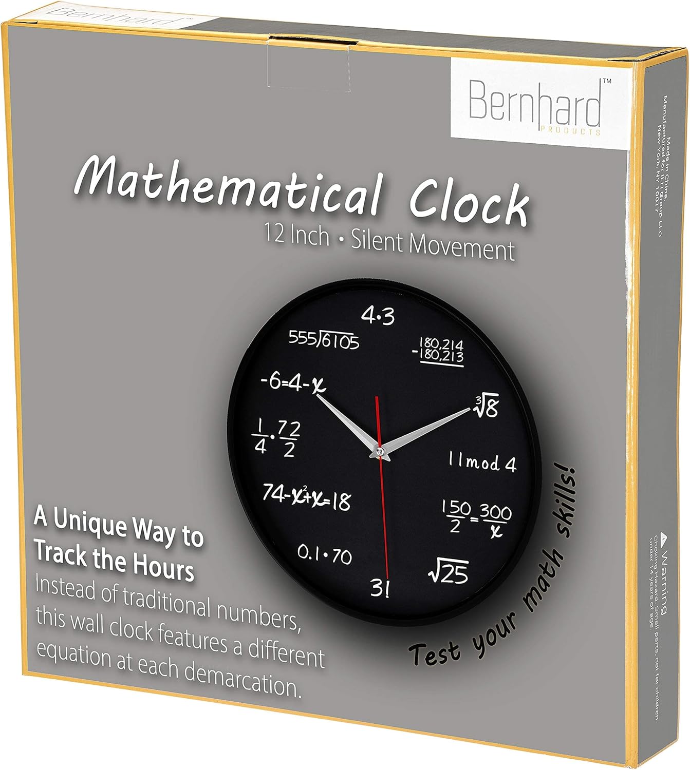 Time Whisperer:  Math Wall Clock Black 12 Inch Silent Non-Ticking Unique Gift for Teacher/Student/Engineer Graduate Quartz Round Battery Operated, Home Office School Classroom, Mathematical Equations