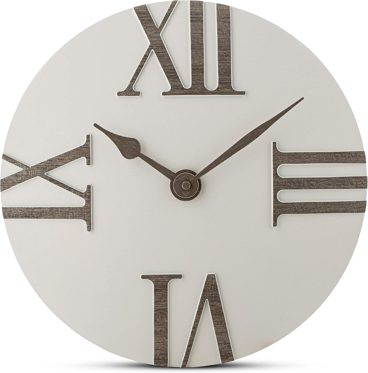 Time Whisperer:  Wall Clock Silent Non-Ticking 12 Inch Modern White and Grey Unique Convex, Quality Quartz Battery Operated Roman Numeral for Home Living/Dining Room, Office Kitchen Bedroom Clocks