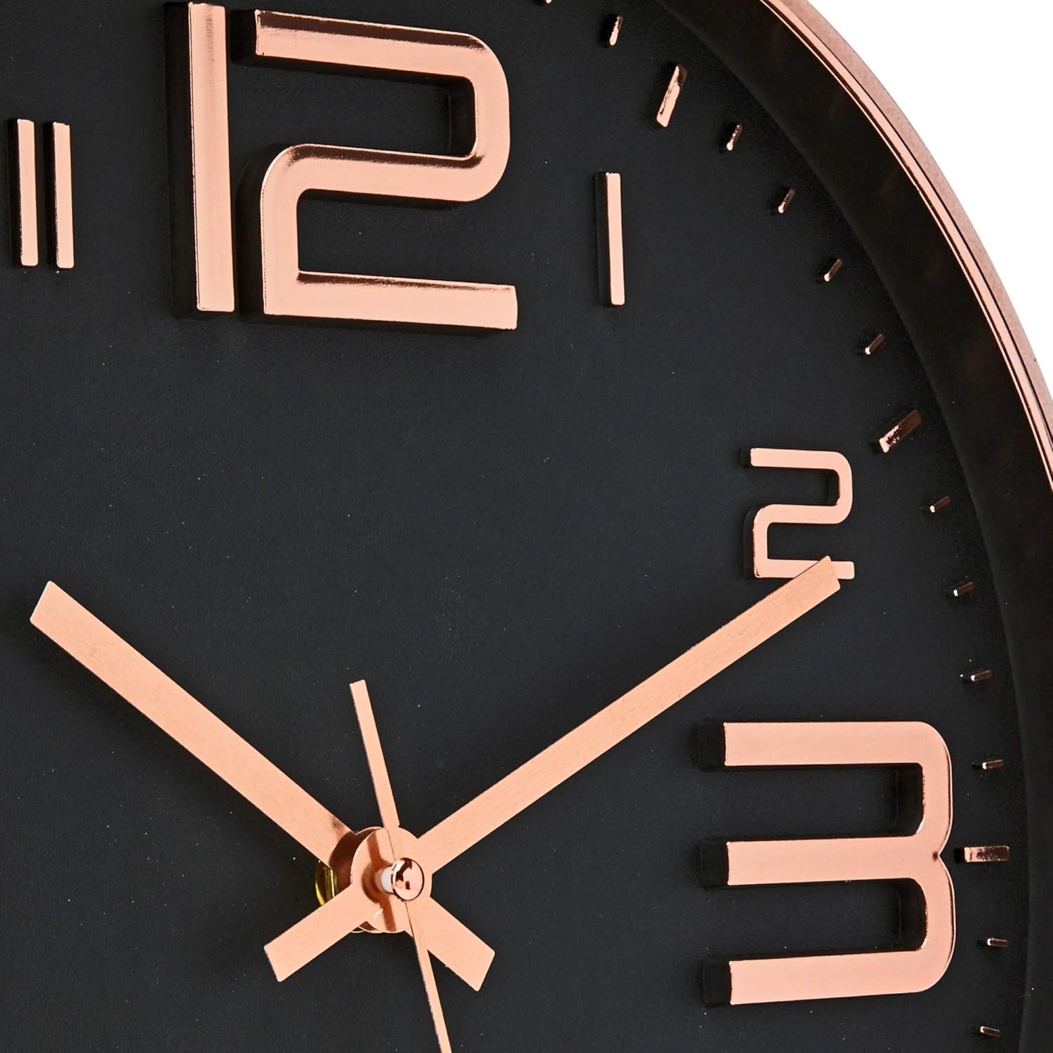 Time Whisperer:  Black Wall Clock - 12 Inch Rose Gold Silent Non Ticking Quality Quartz Battery Operated Easy to Read Decorative Modern Design for Home/Office/Kitchen/Bedroom/Living Room