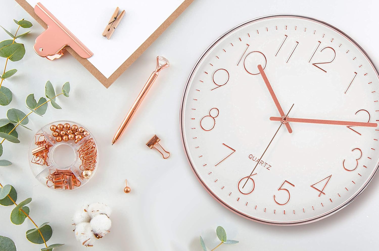 Time Whisperer:  Black Wall Clock - 12 Inch Rose Gold Silent Non Ticking Quality Quartz Battery Operated Easy to Read Decorative Modern Design for Home/Office/Kitchen/Bedroom/Living Room