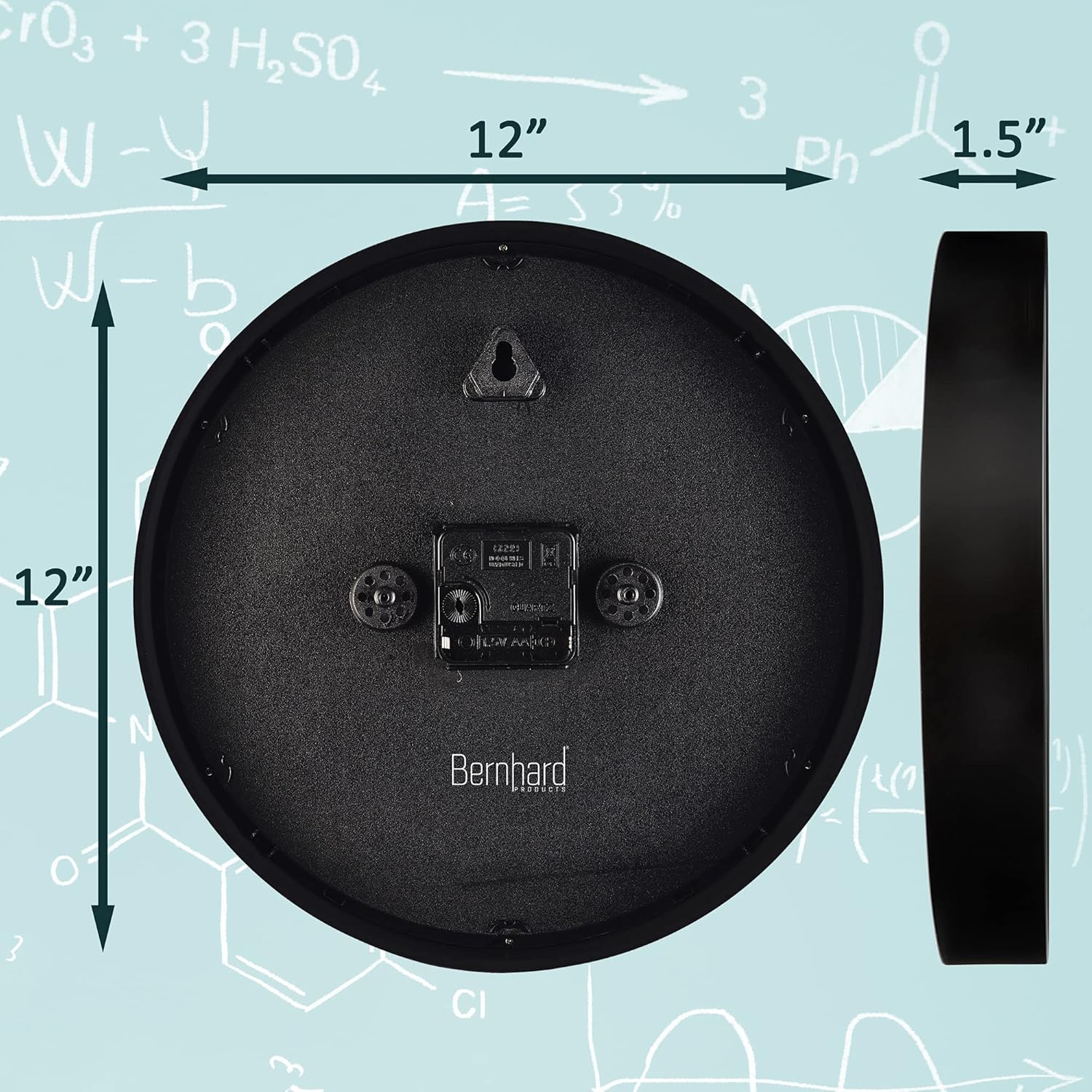 Time Whisperer:  Math Wall Clock Black 12 Inch Silent Non-Ticking Unique Gift for Teacher/Student/Engineer Graduate Quartz Round Battery Operated, Home Office School Classroom, Mathematical Equations