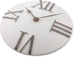 Time Whisperer:  Wall Clock Silent Non-Ticking 12 Inch Modern White and Grey Unique Convex, Quality Quartz Battery Operated Roman Numeral for Home Living/Dining Room, Office Kitchen Bedroom Clocks