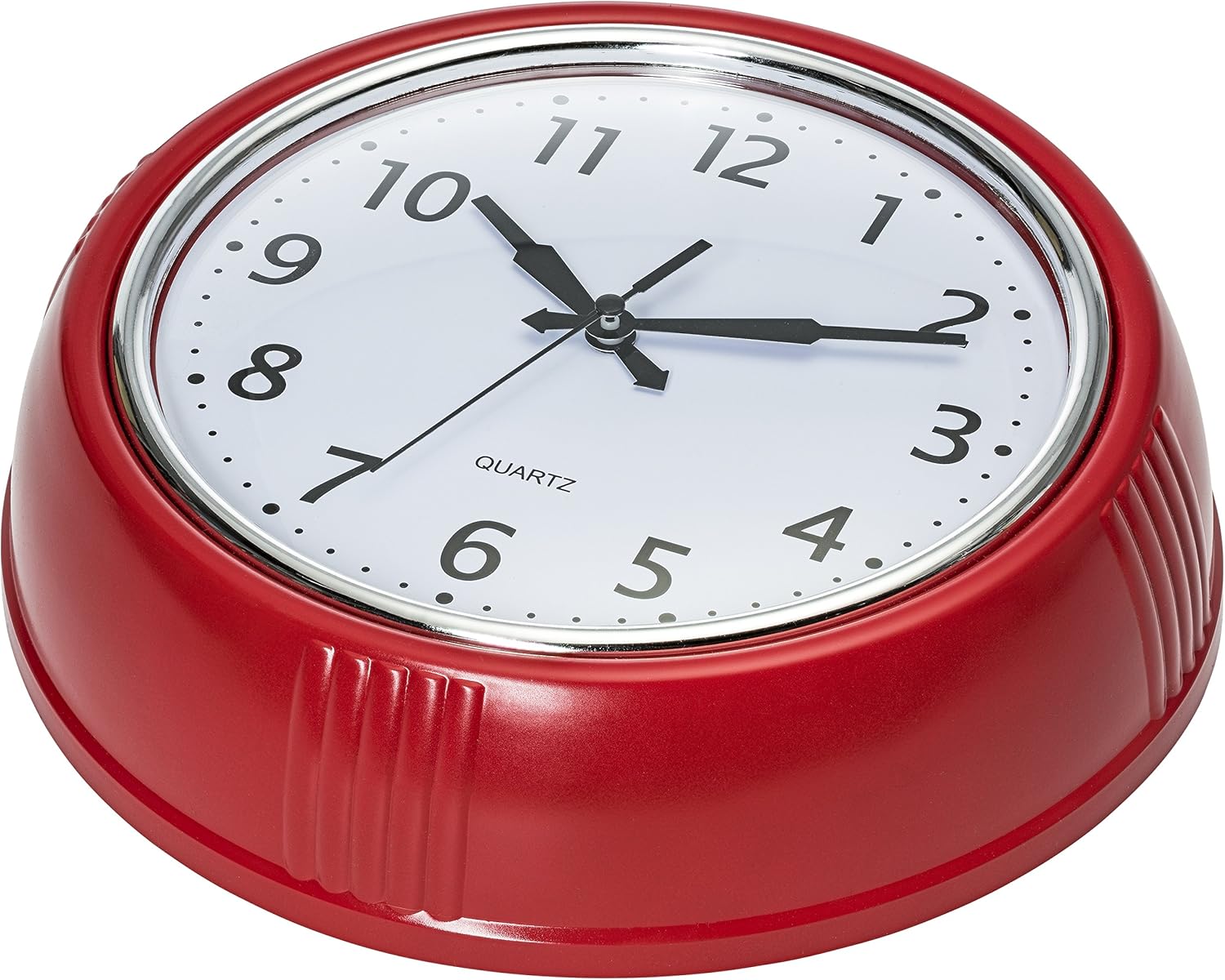 Time Whisperer:  Retro Wall Clock 12 Inch Red Kitchen 50's Vintage Design Round Silent Non Ticking Battery Operated Quality Quartz Clock for Home Office School or Classroom